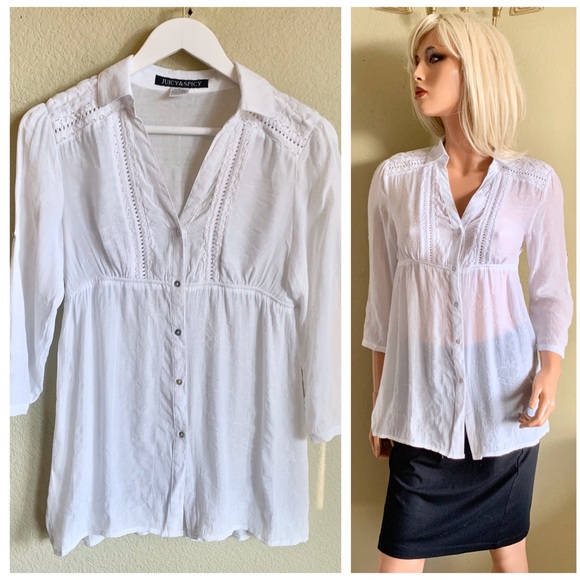 juicy & spicy Tops - JUICY & SPICY Boho White Tunic Top